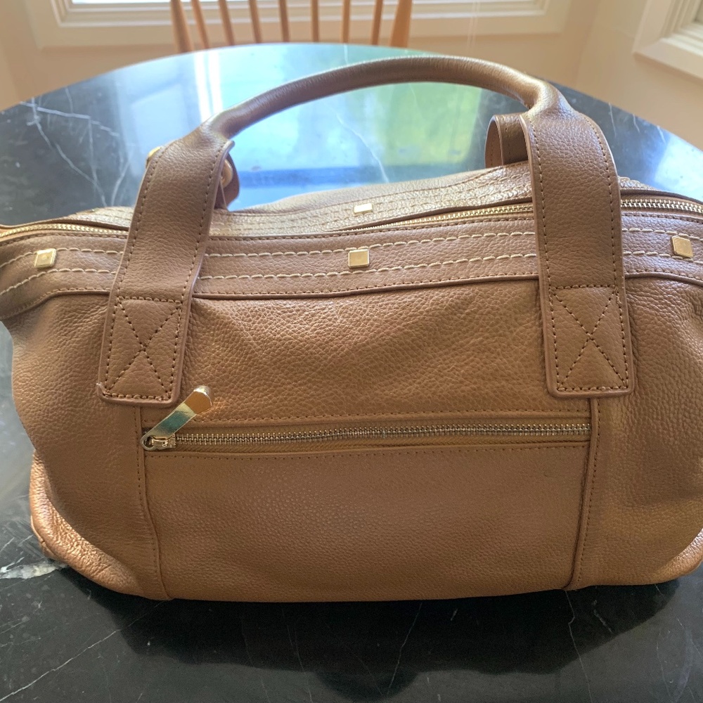 Tan Cuore & Pelle Amelia Purse Carry-All with Gold Accents